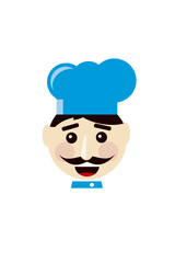 Smiling Chef on White Background Flat Icon Illustration
