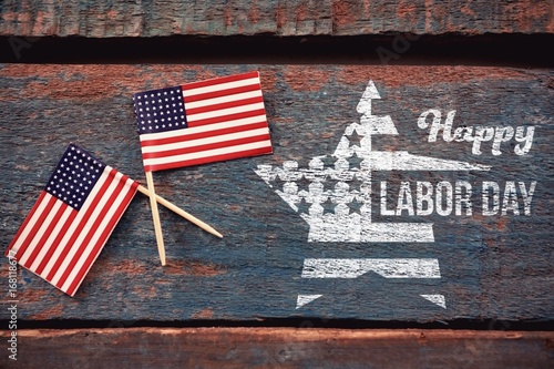 Composite image of composite image of happy labor day text and s