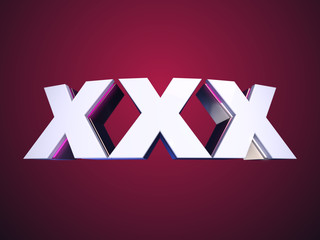 XXX bended text on red background
