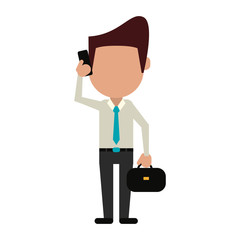 businessman avatar using phone icon image vector illustration design