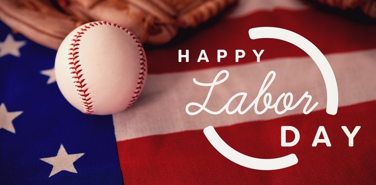 Composite image of digital composite image of happy labor day te