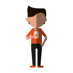 man using phone icon image vector illustration design