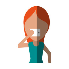 woman using phone icon image vector illustration design