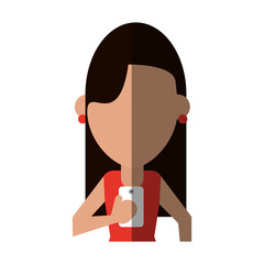 woman using phone icon image vector illustration design