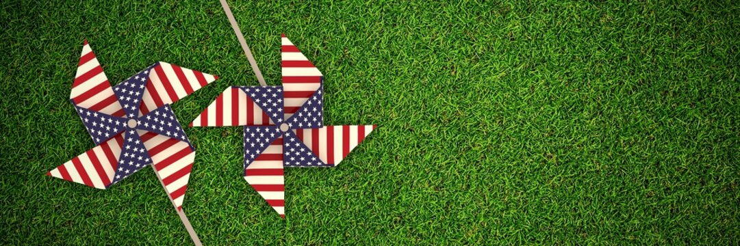 Composite image of 3d image composite of pinwheel with american 