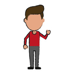 man stretching arm avatar icon image vector illustration design