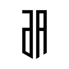 initial letters logo da black monogram pentagon shield shape