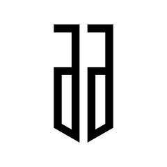 initial letters logo dd black monogram pentagon shield shape