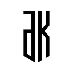 initial letters logo dk black monogram pentagon shield shape