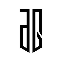 initial letters logo dq black monogram pentagon shield shape
