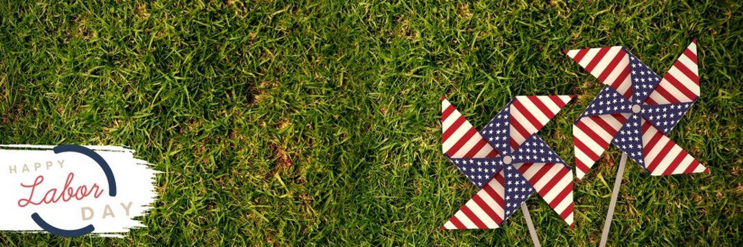 Composite image of digital composite image of happy labor day te