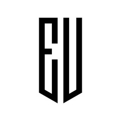 initial letters logo eu black monogram pentagon shield shape