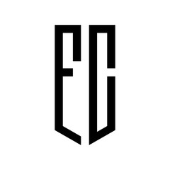 initial letters logo fc black monogram pentagon shield shape