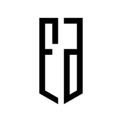 initial letters logo fd black monogram pentagon shield shape