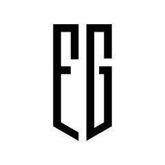 initial letters logo fg black monogram pentagon shield shape