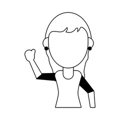 woman stretching arm avatar icon image vector illustration design black line