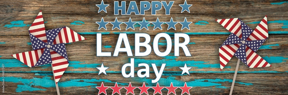 Poster composite image of happy labor day text with star shape