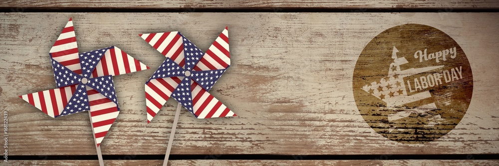 Poster composite image of digital composite image of happy labor day te