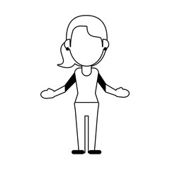 woman with open arms avatar icon image vector illustration design black line