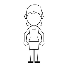woman with short hair avatar icon image vector illustration design black line