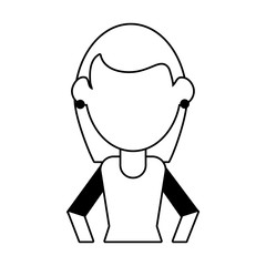 woman with short hair avatar icon image vector illustration design black line