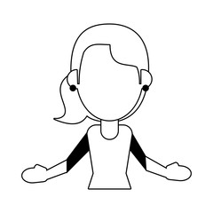 woman with open arms avatar icon image vector illustration design black line