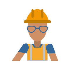 male construction worker contractor with glasses avatar icon image vector illustration design