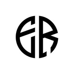 initial letters logo er black monogram circle round shape vector