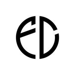 initial letters logo fc black monogram circle round shape vector