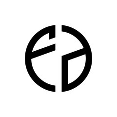 initial letters logo fd black monogram circle round shape vector
