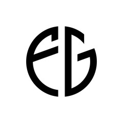 initial letters logo fg black monogram circle round shape vector