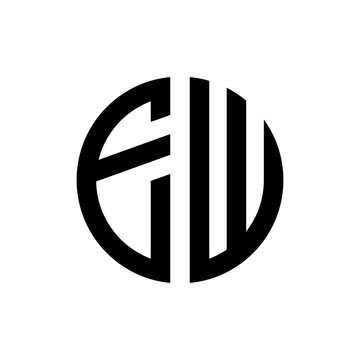 initial letters logo ew black monogram circle round shape vector