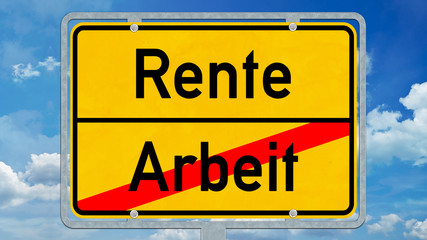 osg38 OrtsSchildGrafik osg - Ortsschild mit der Aufschrift Rente und Arbeit - 16zu9 g5430