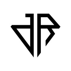 initial letters logo dr black monogram diamond pentagon shape
