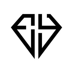 initial letters logo ey black monogram diamond pentagon shape