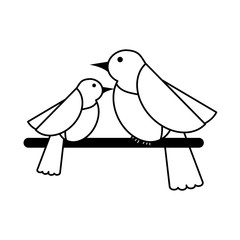 birds on branch icon image vector illustration design