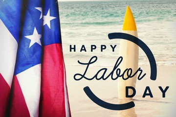 Composite image of digital composite image of happy labor day te - Powered by Adobe