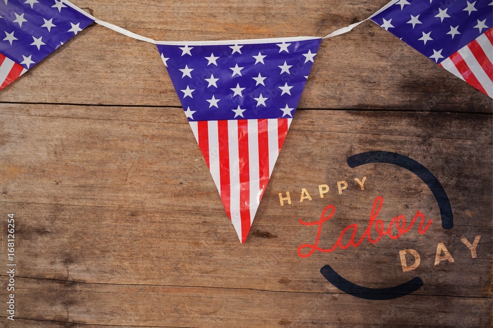 Poster composite image of digital composite image of happy labor day te