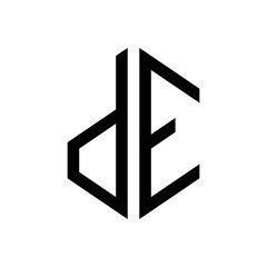 initial letters logo de black monogram hexagon shape vector