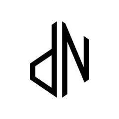 initial letters logo dn black monogram hexagon shape vector