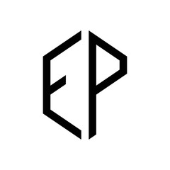 initial letters logo ep black monogram hexagon shape vector