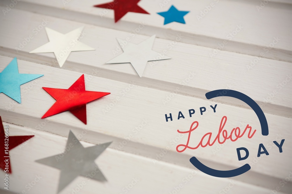 Poster composite image of digital composite image of happy labor day te