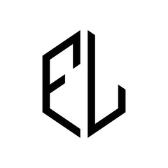 Fototapeta premium initial letters logo fl black monogram hexagon shape vector