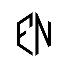 initial letters logo fn black monogram hexagon shape vector