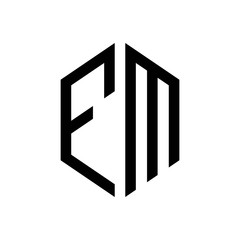 initial letters logo fm black monogram hexagon shape vector