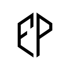 initial letters logo fp black monogram hexagon shape vector