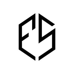 initial letters logo fs black monogram hexagon shape vector