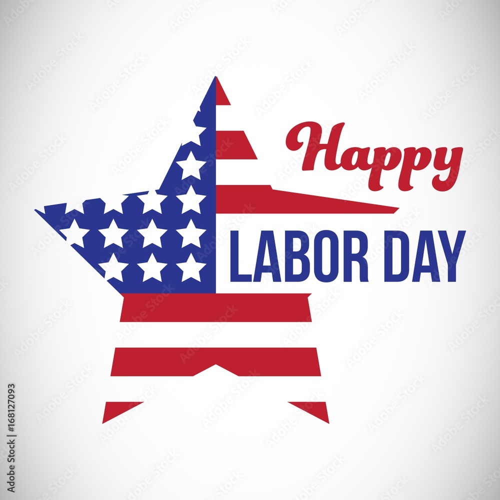 Poster composite image of happy labor day text and star shape american