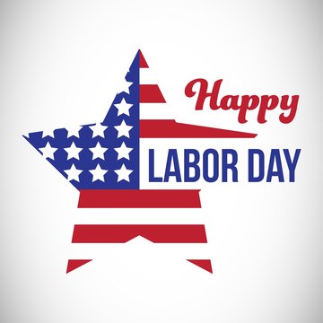 Composite image of happy labor day text and star shape American 