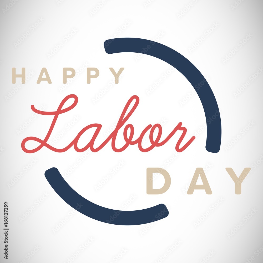 Poster digital composite image of happy labor day text with blue outlin
